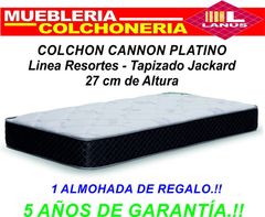 Imagen de Colchón 1 1/2 Plaza De Resortes Cannon Resortes Platino Blanco Y Amarillo - 100cm X 190cm X 27cm