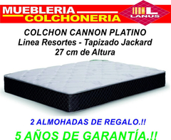 Colchón 2 1/2 Plazas De Resortes Cannon Resortes Platino Blanco Y Amarillo - 140cm X 190cm X 27cm en internet
