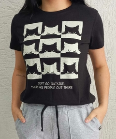 T.SHIRT FEMININA MEIA MALHA 30.1 PENTEADA CATS - loja online