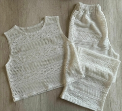 Conjunto Musculosa y Pantalon Palazzo Tejido de Crochet - CH170/1 - comprar online