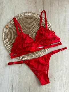 Conjunto Sin Relleno Puntilla c/Doble Tira Bajo Busto y Less Tull Puntilla - Art. H055 - Habia Una Vez Lingerie