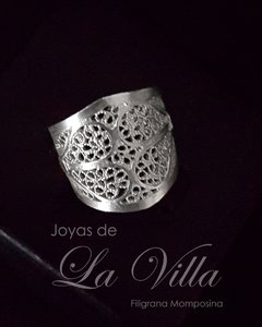 Anillo ajustable de caracolitos. Filigrana Momposina Plata Ley 950