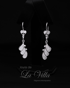 aretes en filigrana momposina, plata ley 950, Mompos, Mompox, aretas, joyas de la villa