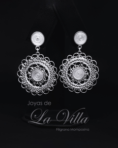 aretes en filigrana momposina, plata ley 950, Mompos, Mompox, aretas, joyas de la villa