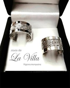 Argollas de matrimonio [ panderitos ] - plata paladio - comprar online