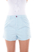 Shorts Feminino Sarja Baggy C/ Pence - Azul Claro