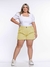 Shorts Feminino Sarja Plus Baggy Amarelo