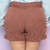 Shorts Feminino Sarja Plus Vermelho Clochard Com Cinto na internet