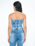 Top Cropped Feminino Jeans - Hiper Destroyed - comprar online