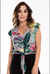 Blusa Feminina Listrada Floral com Decote em V na internet