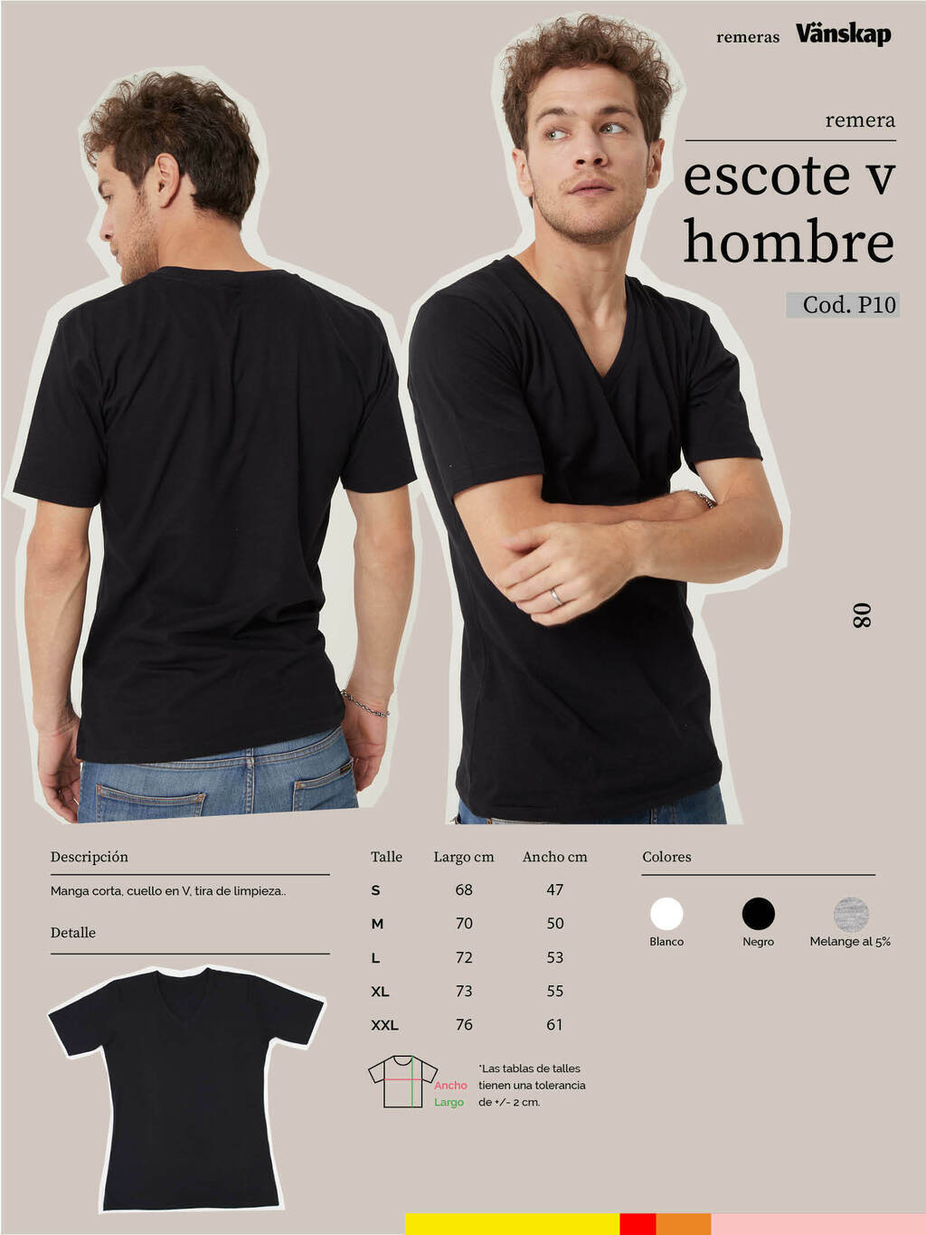 PACK REMERAS ESCOTE EN V HOMBRE X 3 unidades Vanskap