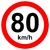 Placa de velocidade máxima permitida 80 km/h R-19
