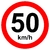 Placa de velocidade máxima permitida 50 km/h R-19