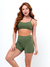 Conjunto Fitness Liso Top + Short Basic Verde Militar