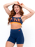 Conjunto Fitness Top + Short Pink Urban Marinho com Laranja Neon