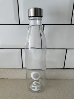Botella de vidrio para agua 1Lt “H2o” - Tienda de frascos deco