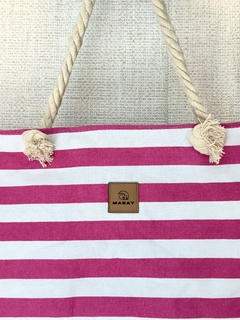 Bolsa de praia Mabay - Branco/Rosa - comprar online