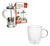 Cafeteira Prensa Francesa 350ml + Caneca Vidro Duplo 350ml