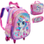 Kit Mochila Infantil Rodinhas Estojo Lancheira Escolar 3D