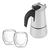 Kit Cafeteira Italiana Moka 450ml + 2 Copos Vidro Duplo 80ml