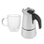 Kit Cafeteira Italiana Moka 450ml + Caneca Vidro Duplo 350ml