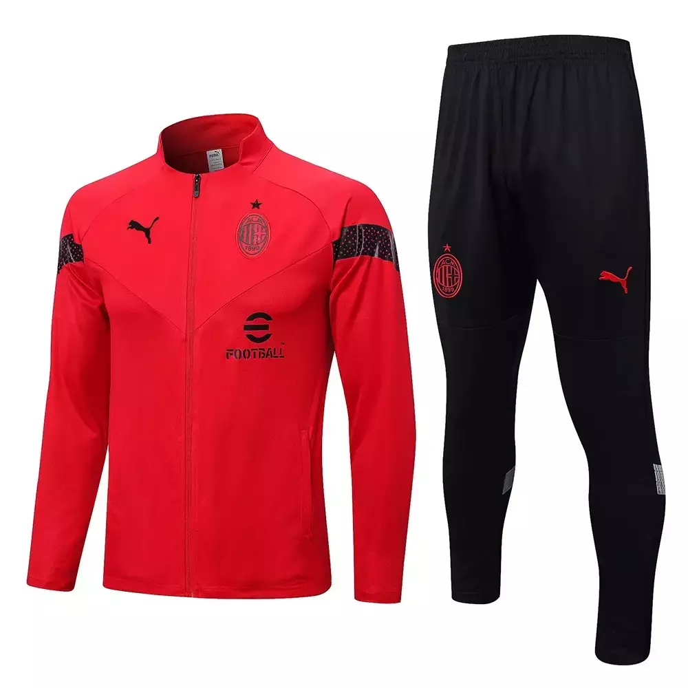 AC Milan 2022 23 Conjunto Deportivo Cierre Completo Rojo Negro