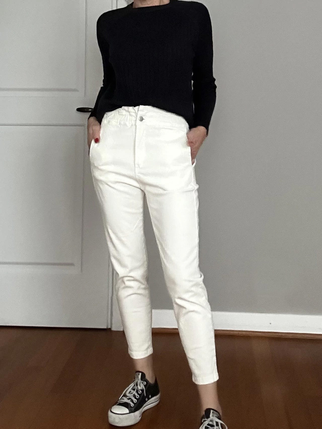 Pantalon paper bag blanco sale