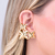 Brinco Semijoia Ear Cuff Três Estrelas Dourado