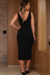 VESTIDO MIDI DECOTE V PRETO - comprar online