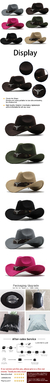 Homens e mulheres Lã Jazz Hat, atualizado Beirais, Western Cowboy Hat, Sombrero - loja online