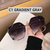 Óculos de sol gradiente redondo para mulheres sem aro de metal, grife de luxo