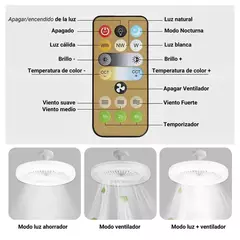 Foco ventilador de techo con control remoto