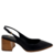 Scarpin Carrano Slingback Clássico Salto Bloco Couro Preto Cashmere