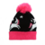 GORRO TEJIDO UNICORNIOS CON POMPON COMBINADO NEGRO Y FUCSIA (27440A)