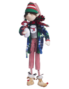 Duende Pj's con bata azul y verde con snowman 70 cm en internet