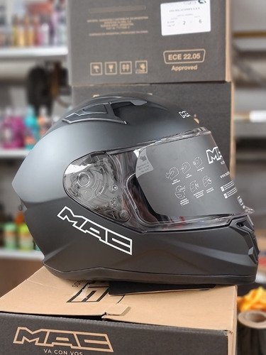Casco Moto Integral Mac Speed Solid Negro Mate Vxv Motos
