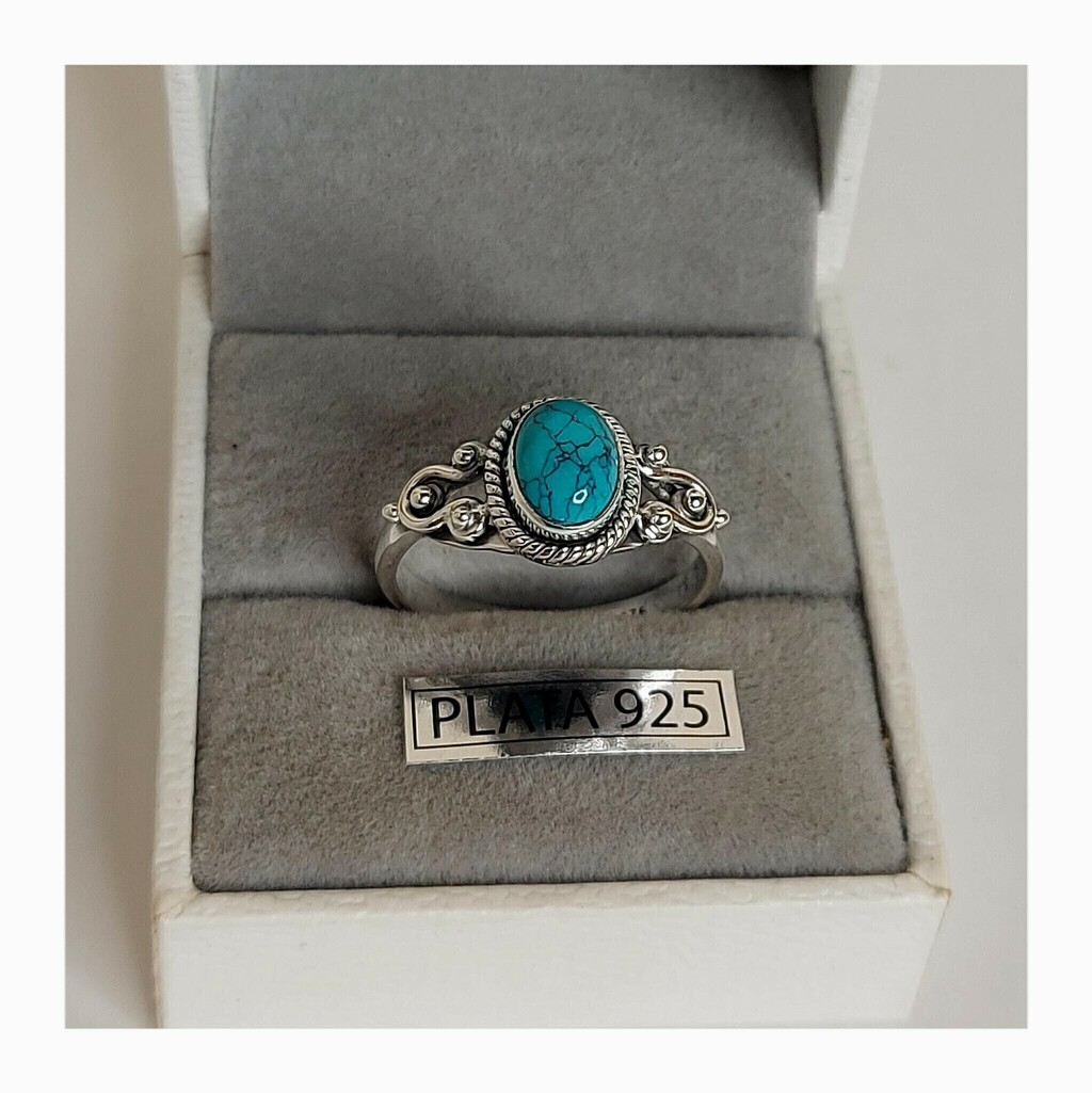 ANILLO CON PIEDRA TURQUESA PLATA 925 Joyas Letizia