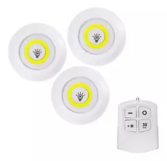 Set 3 Lamparas Luz Cob Led 3w +control Remoto Emergencia Lampara