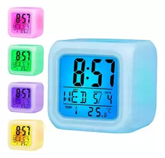 reloj despertador cuadrado colores + pantalla digiital