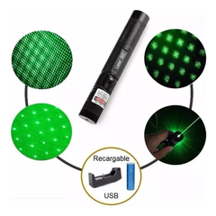 Imagen de Puntero Laser Verde Potente Bateria Usb Foco Ajustable