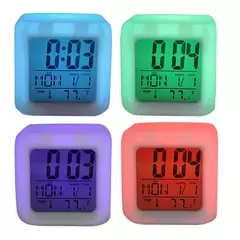 reloj despertador cuadrado colores + pantalla digiital - comprar online