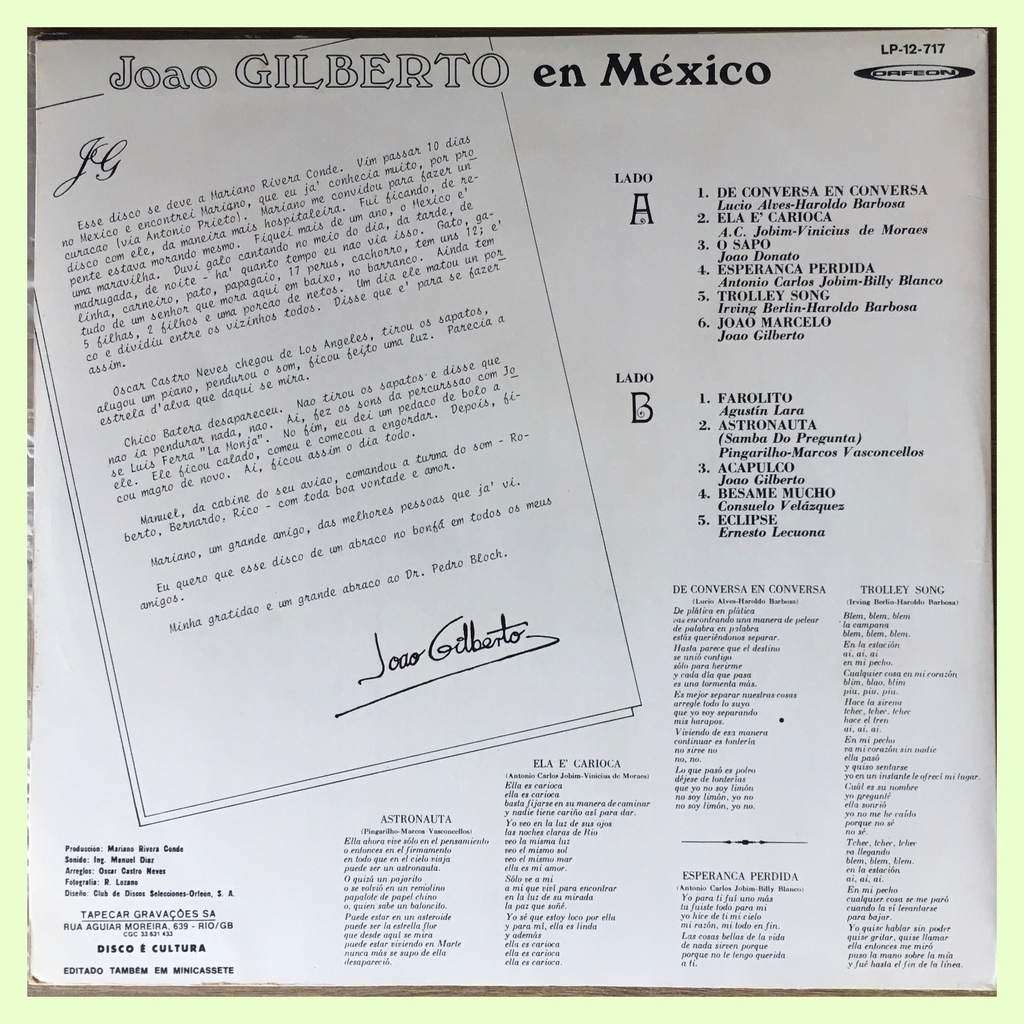 LP João Gilberto - João Gilberto en México