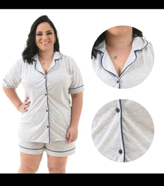 Pijama Americano PLUS SIZE Liso suede Feminino Blogueira