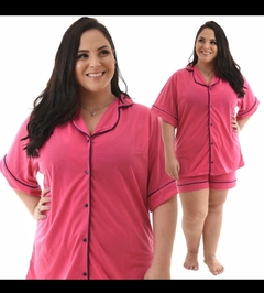 Pijama Americano PLUS SIZE Liso suede Feminino Blogueira