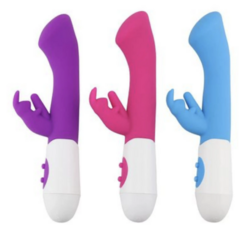 Vibrador de coelho, G-Spot Massage Stick, choque duplo, brinquedo do sexo, aparelho feminino, na internet