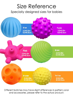 Bolas Sensoriales para Bebés: Set de 6 Piezas de Pelotas Texturizadas para Estimulación Manual - P-ques 