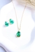 Conjunto Gota Verde - Banho de Ouro 18k