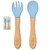 Kit Talheres Silicone e Bambu Azul