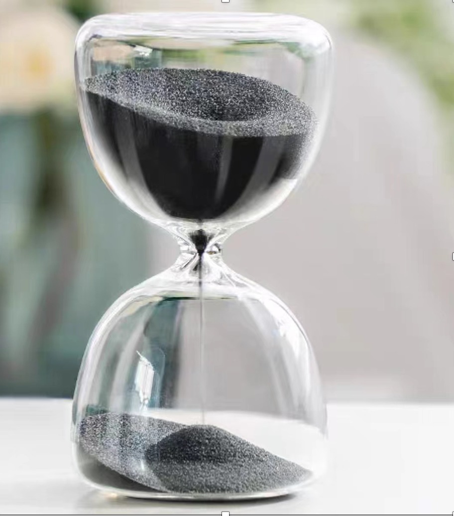 RELOJ DE ARENA CON SOPORTE 10X18CM