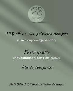 Promoção do colar Grécia com desconto de 10% na primeira compra e frete grátis acima de R$350.